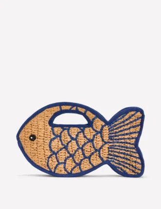 Novelty Fish Clutch Natural/Bright Blue