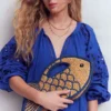 Novelty Fish Clutch Natural/Bright Blue