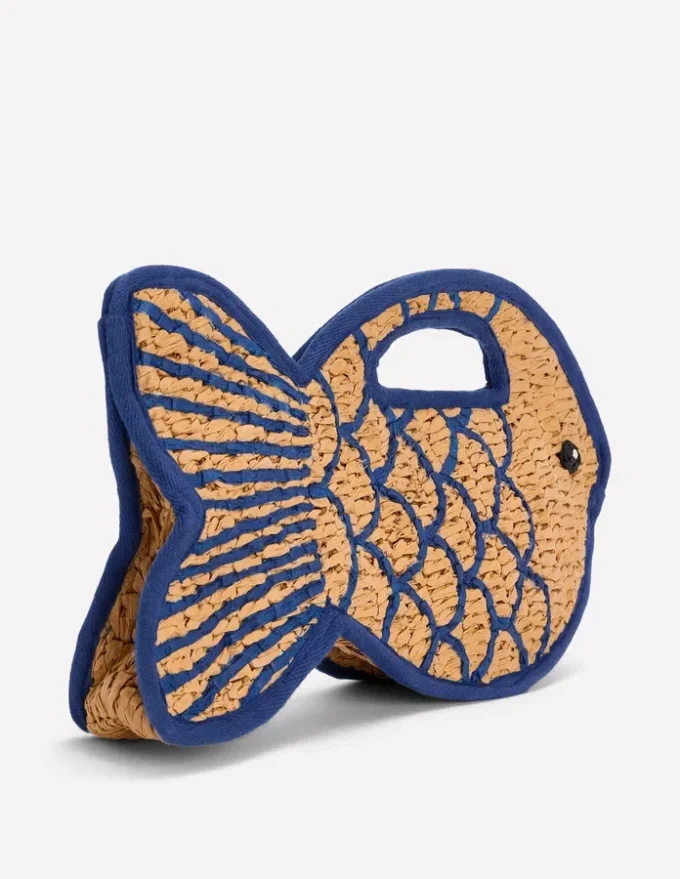 Novelty Fish Clutch Natural/Bright Blue