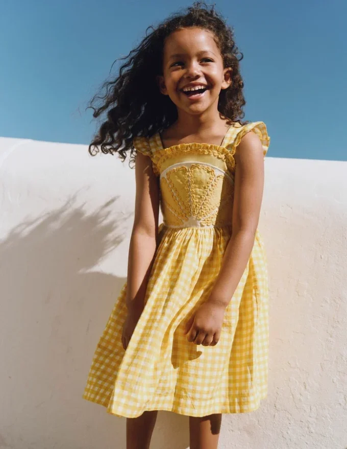 Novelty Strappy Dress Lemon Gingham