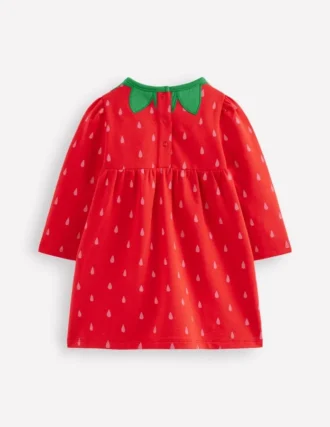Novelty Sweatshirt Dress Strawberry Tart Red