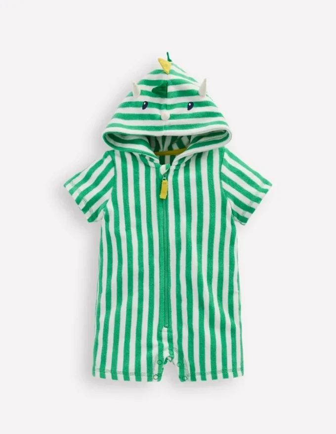 Novelty Towelling Romper Aloe Green Dino Novelty Towelling Romper Aloe Green Dino