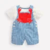 Novelty Woven Overalls Set Blue Stripe Crab Novelty Woven Overalls Set Blue Stripe Crab