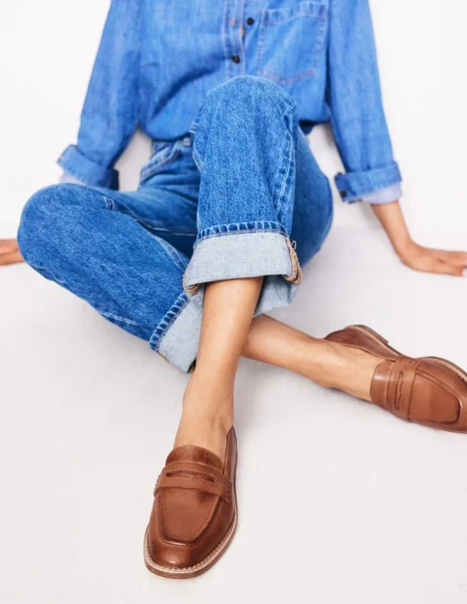 Nya Penny Loafers Tan Burnished Leather Nya Penny Loafers Tan Burnished Leather