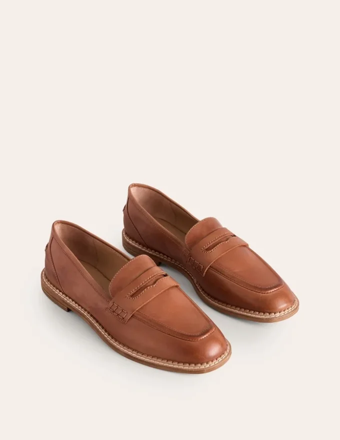 Nya Penny Loafers Tan Burnished Leather Nya Penny Loafers Tan Burnished Leather