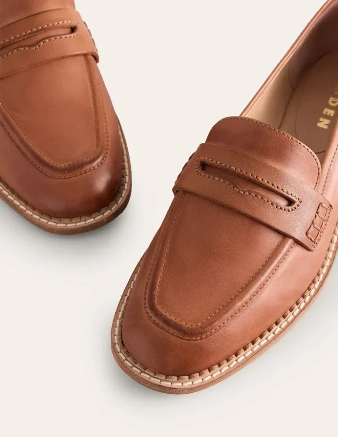 Nya Penny Loafers Tan Burnished Leather Nya Penny Loafers Tan Burnished Leather