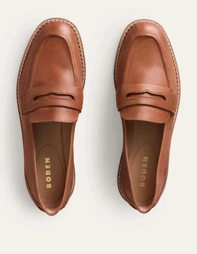 Nya Penny Loafers Tan Burnished Leather Nya Penny Loafers Tan Burnished Leather