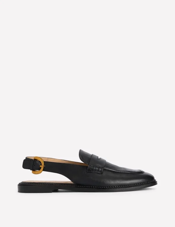Nya Slingback Penny Loafers Black