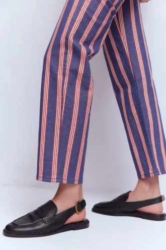 Nya Slingback Penny Loafers Black