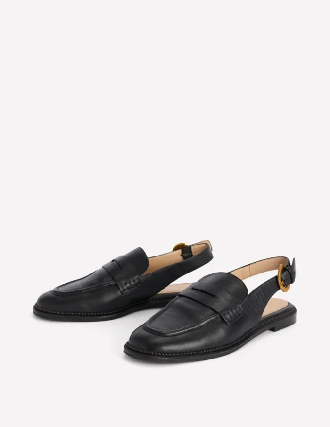 Nya Slingback Penny Loafers Black