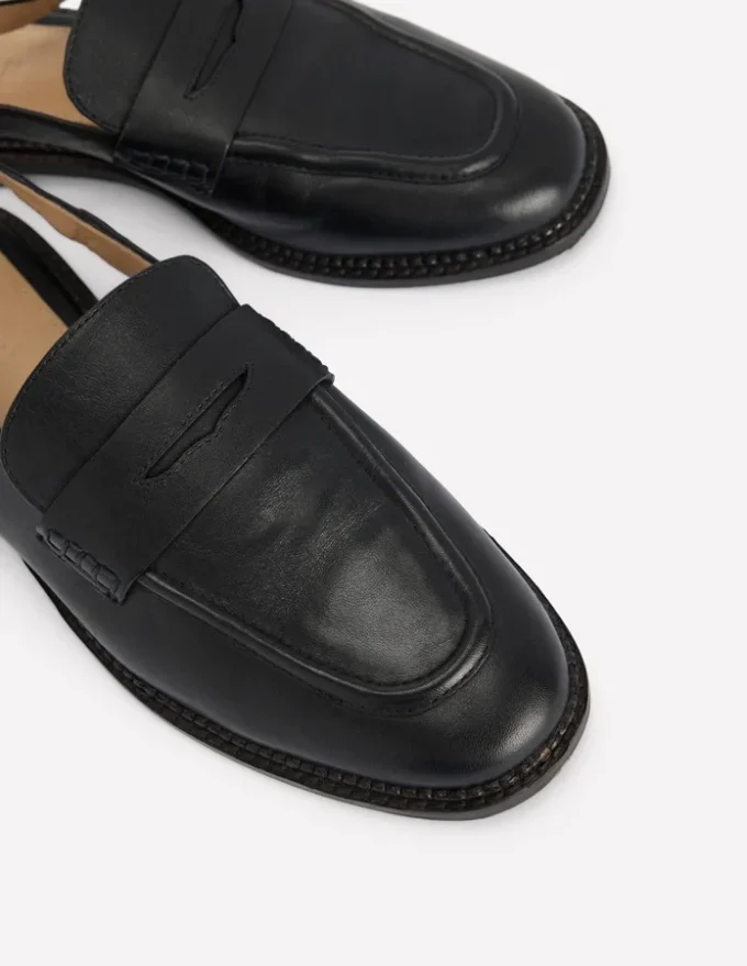 Nya Slingback Penny Loafers Black