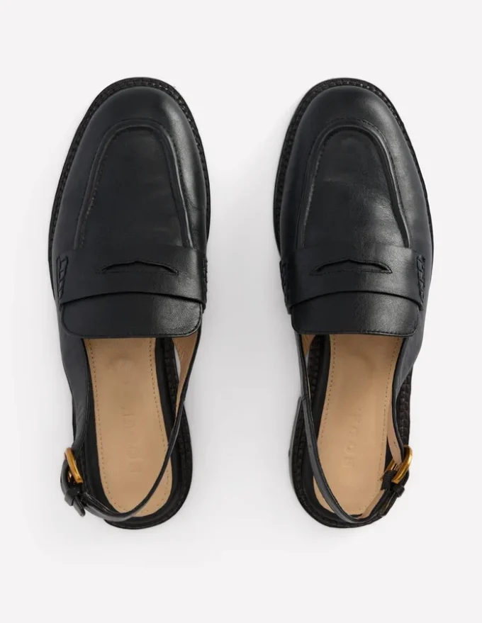 Nya Slingback Penny Loafers Black