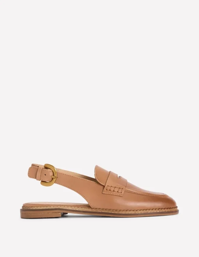 Nya Slingback Penny Loafers Tan Nya Slingback Penny Loafers Tan