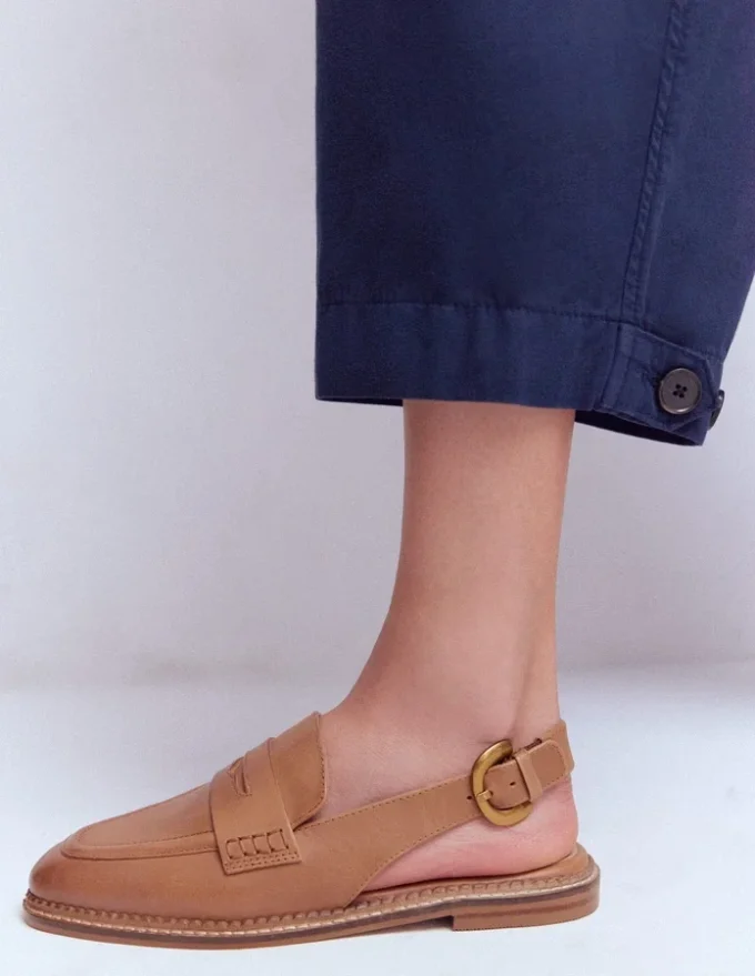 Nya Slingback Penny Loafers Tan Nya Slingback Penny Loafers Tan