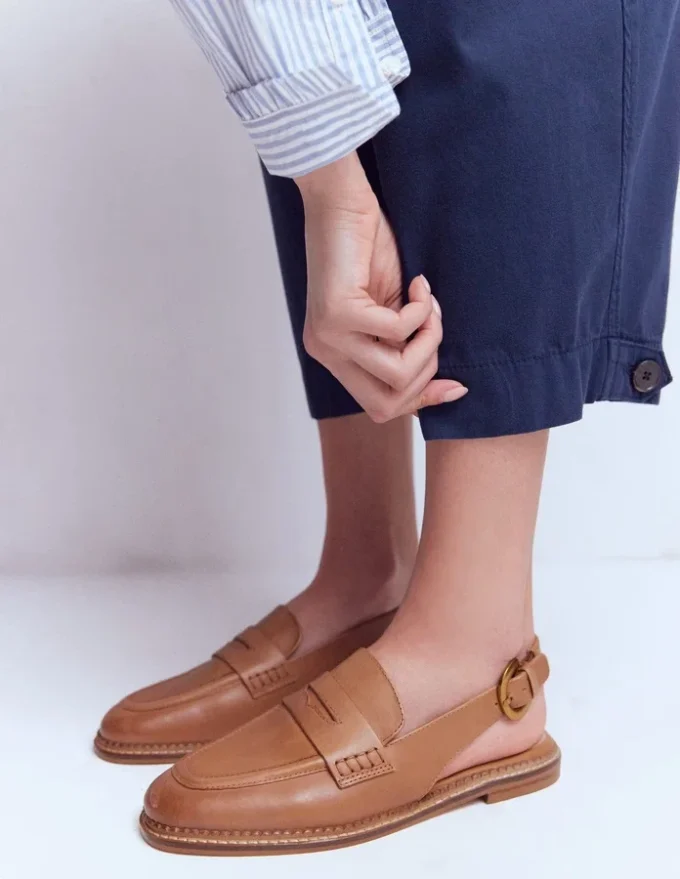 Nya Slingback Penny Loafers Tan Nya Slingback Penny Loafers Tan
