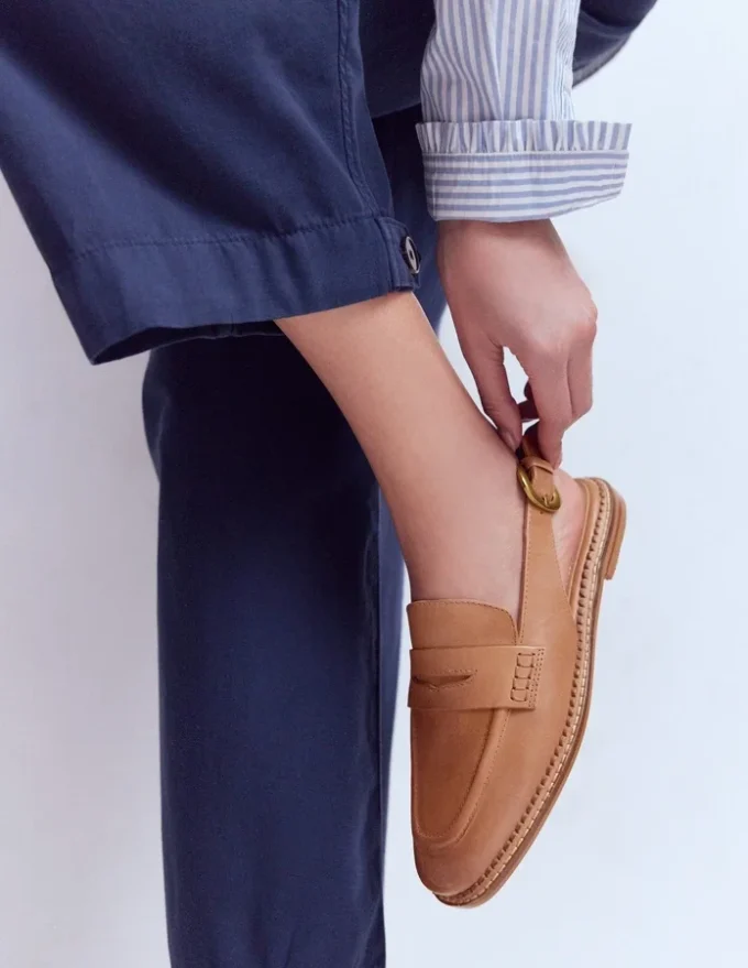 Nya Slingback Penny Loafers Tan Nya Slingback Penny Loafers Tan