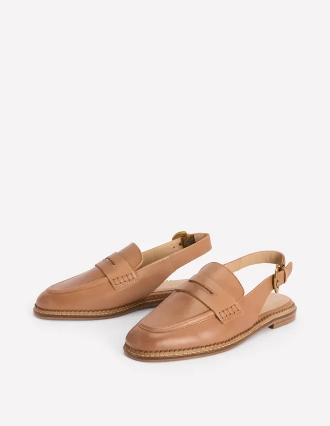 Nya Slingback Penny Loafers Tan Nya Slingback Penny Loafers Tan