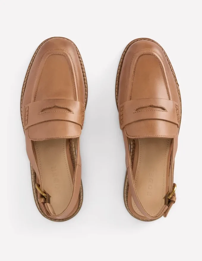 Nya Slingback Penny Loafers Tan Nya Slingback Penny Loafers Tan