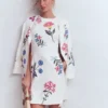 Occasion Short Linen Dress White Embroidery Occasion Short Linen Dress White Embroidery