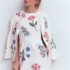 Occasion Short Linen Dress White Embroidery Occasion Short Linen Dress White Embroidery