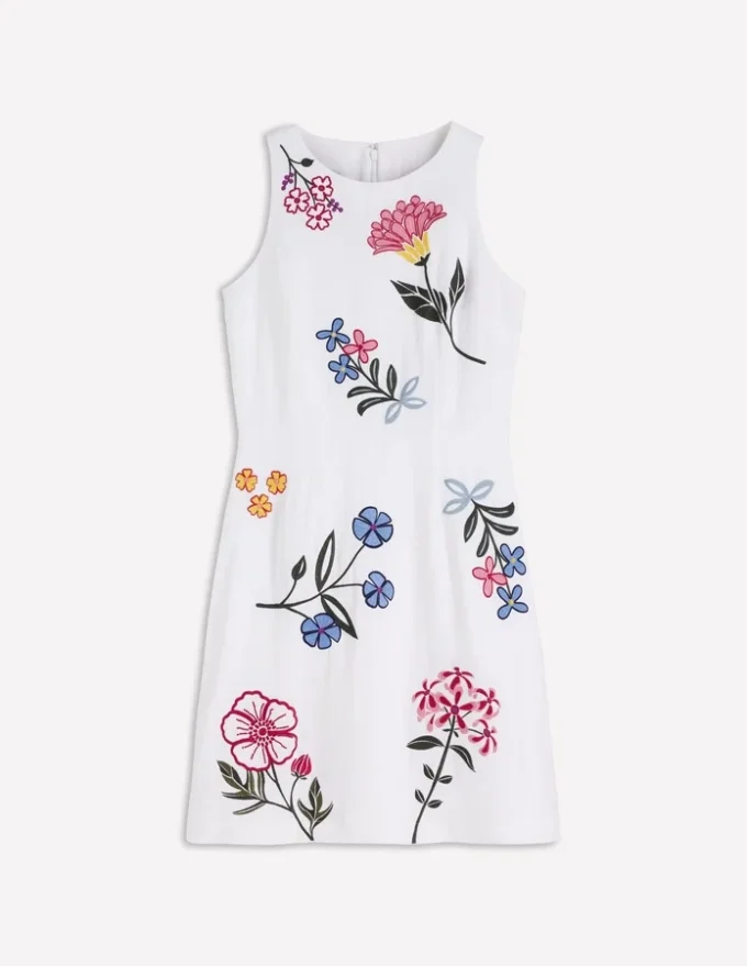 Occasion Short Linen Dress White Embroidery Occasion Short Linen Dress White Embroidery