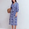 Octavia Cotton Dress Blue Ivory Embroidery Octavia Cotton Dress Blue Ivory Embroidery