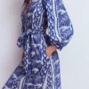 Octavia Cotton Dress Blue Ivory Embroidery Octavia Cotton Dress Blue Ivory Embroidery