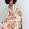 Octavia Cotton Dress Multi Embroidery Stripe Octavia Cotton Dress Multi Embroidery Stripe