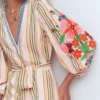 Octavia Cotton Dress Multi Embroidery Stripe Octavia Cotton Dress Multi Embroidery Stripe