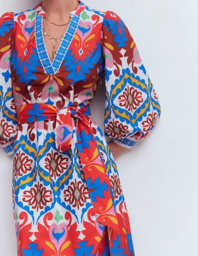 Octavia Cotton Dress Multi Ikat Dream Octavia Cotton Dress Multi Ikat Dream