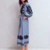 Octavia Linen Blend Dress Embroidered Chambray Octavia Linen Blend Dress Embroidered Chambray