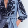 Octavia Linen Blend Dress Embroidered Chambray Octavia Linen Blend Dress Embroidered Chambray