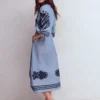 Octavia Linen Blend Dress Embroidered Chambray Octavia Linen Blend Dress Embroidered Chambray