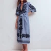 Octavia Linen Blend Dress Embroidered Chambray Octavia Linen Blend Dress Embroidered Chambray