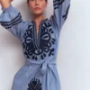 Octavia Linen Blend Dress Embroidered Chambray Octavia Linen Blend Dress Embroidered Chambray