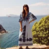 Octavia Linen Blend Dress Embroidered Chambray Octavia Linen Blend Dress Embroidered Chambray