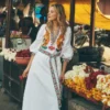 Octavia Linen Blend Dress Tiger Embroidery Octavia Linen Blend Dress Tiger Embroidery