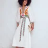 Octavia Linen Blend Dress Tiger Embroidery Octavia Linen Blend Dress Tiger Embroidery