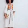 Octavia Linen Blend Dress Tiger Embroidery Octavia Linen Blend Dress Tiger Embroidery