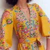 Octavia Linen Blend Dress Yellow Blossom Elegance Octavia Linen Blend Dress Yellow Blossom Elegance