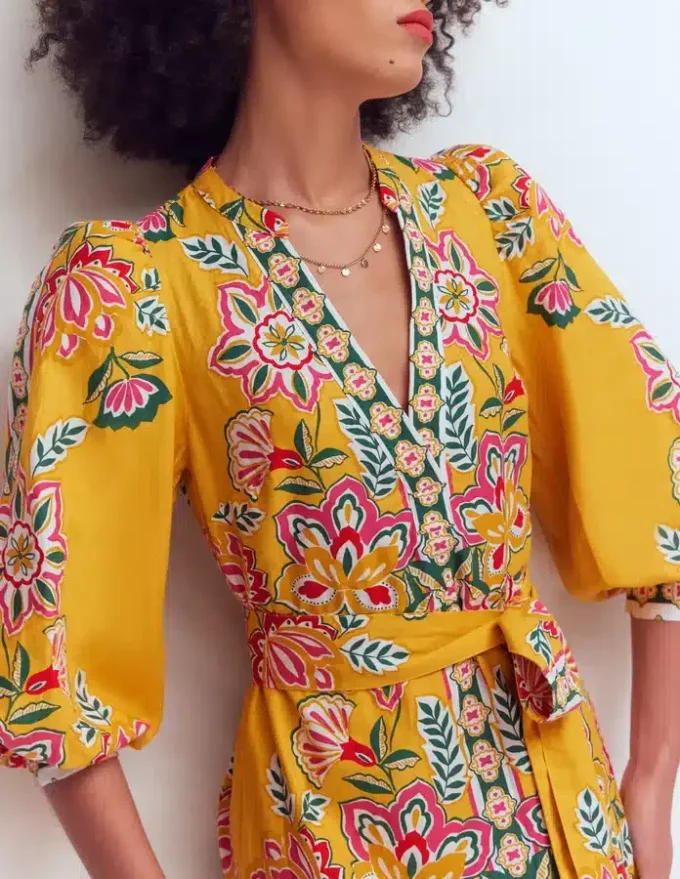 Octavia Linen Blend Dress Yellow Blossom Elegance Octavia Linen Blend Dress Yellow Blossom Elegance