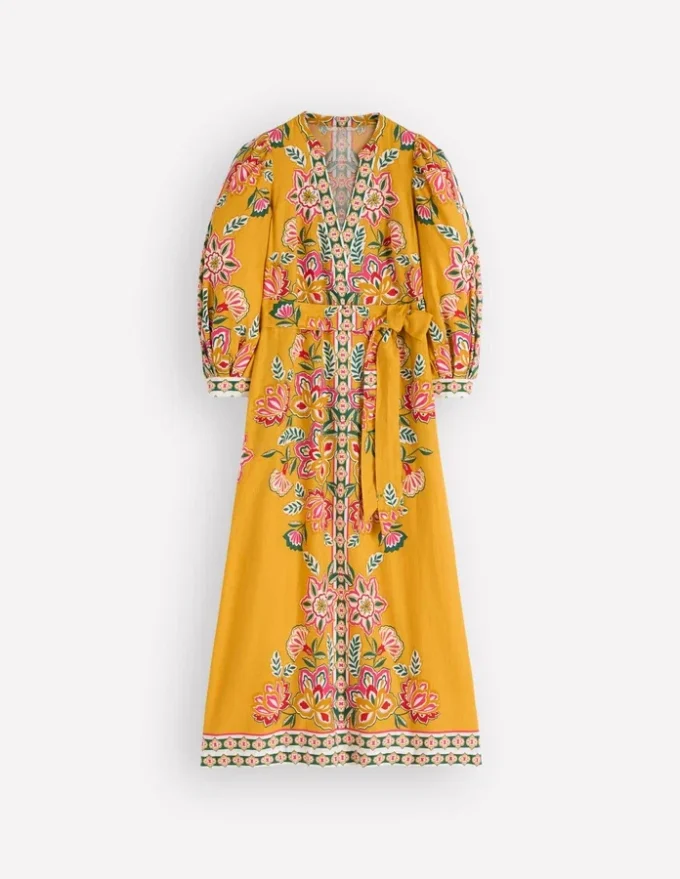Octavia Linen Blend Dress Yellow Blossom Elegance Octavia Linen Blend Dress Yellow Blossom Elegance
