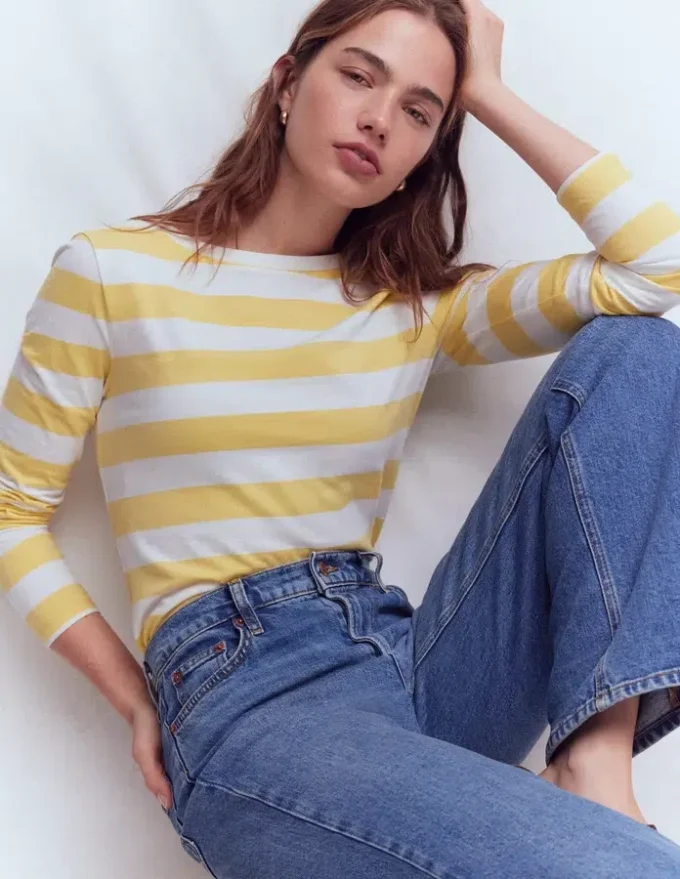 Olivia Long Sleeve Breton Dusky Citron and Ivory Stripe Olivia Long Sleeve Breton Dusky Citron and Ivory Stripe