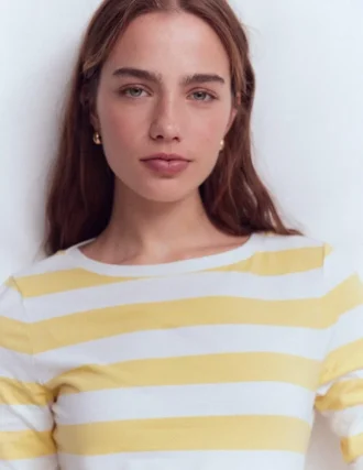 Olivia Long Sleeve Breton Dusky Citron and Ivory Stripe