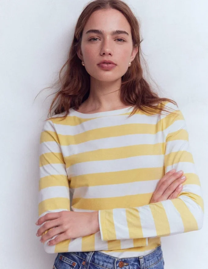Olivia Long Sleeve Breton Dusky Citron and Ivory Stripe Olivia Long Sleeve Breton Dusky Citron and Ivory Stripe