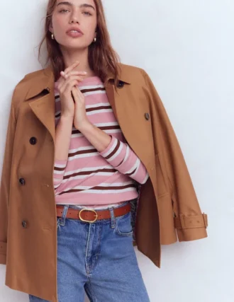 Olivia Long Sleeve Breton Formica Pink and Russet Stripe