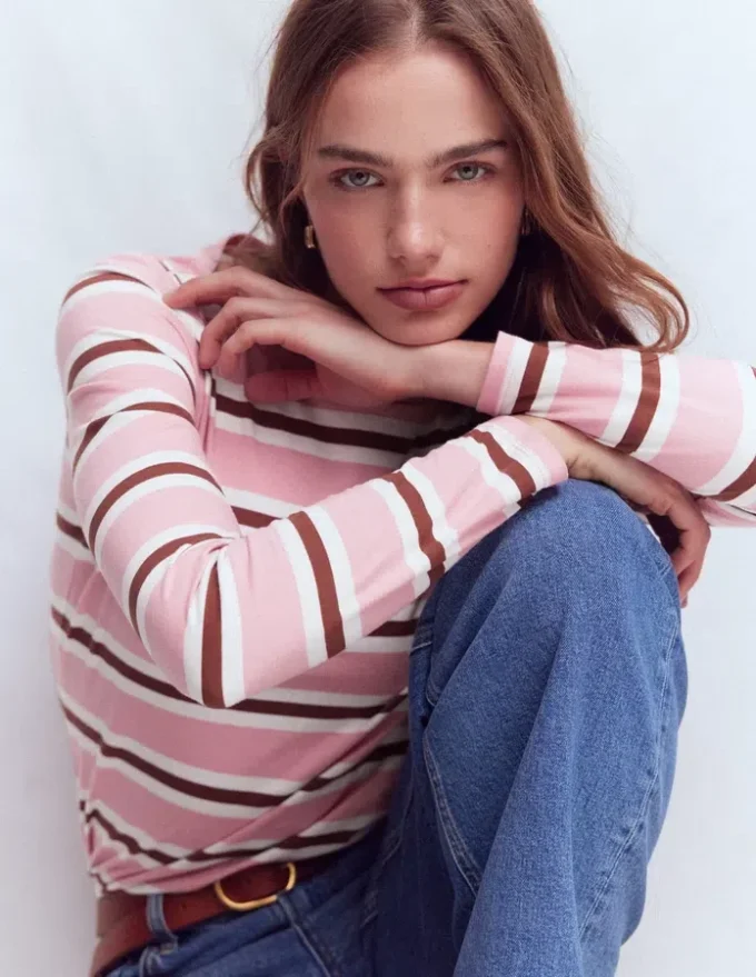 Olivia Long Sleeve Breton Formica Pink and Russet Stripe Olivia Long Sleeve Breton Formica Pink and Russet Stripe
