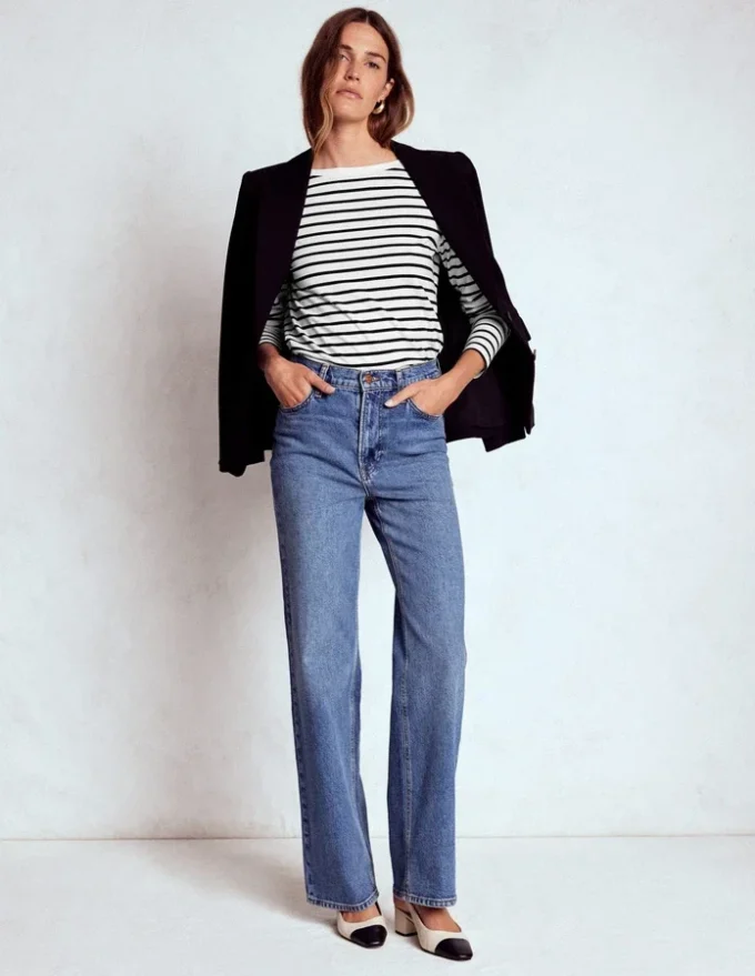 Olivia Long Sleeve Breton Ivory, Black Olivia Long Sleeve Breton Ivory, Black
