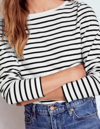 Olivia Long Sleeve Breton Ivory, Black