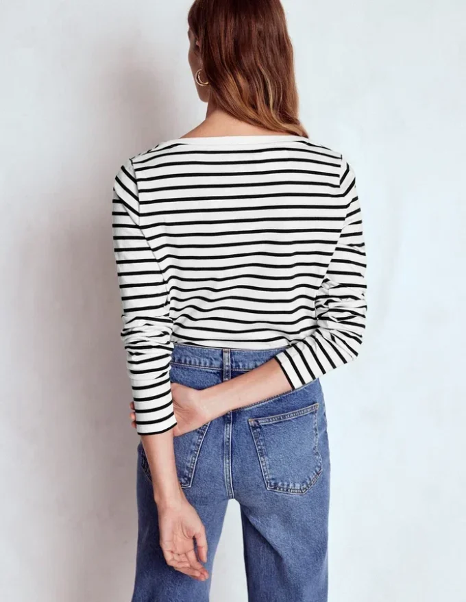 Olivia Long Sleeve Breton Ivory, Black Olivia Long Sleeve Breton Ivory, Black